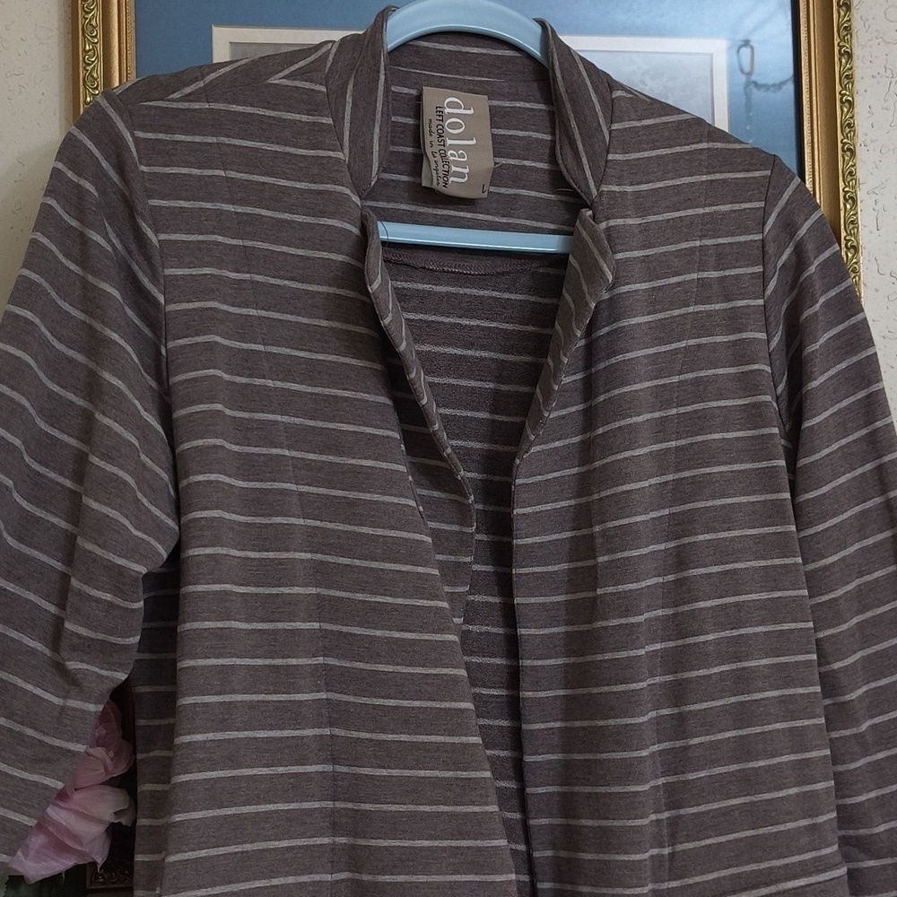 Anthropology Dolan Charcoal Striped Blazer Jacket Career Contemporary Sweater - Picture 3 of 13